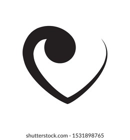 Black and white vector heart icon isolated on white background. Simple love sign or logo concept