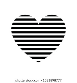 Black and white vector heart icon isolated on white background. Simple love sign or logo concept