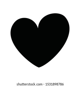 Black and white vector heart icon isolated on white background. Simple love sign or logo concept