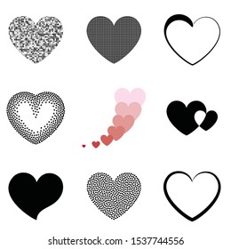 Black and white vector heart icon isolated on white background. Simple love sign or logo concept