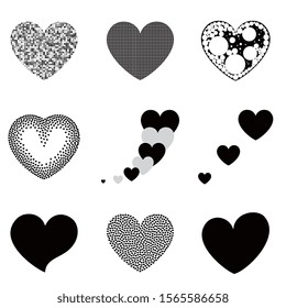 Black and white vector heart icon isolated on white background. Simple love sign or logo concept