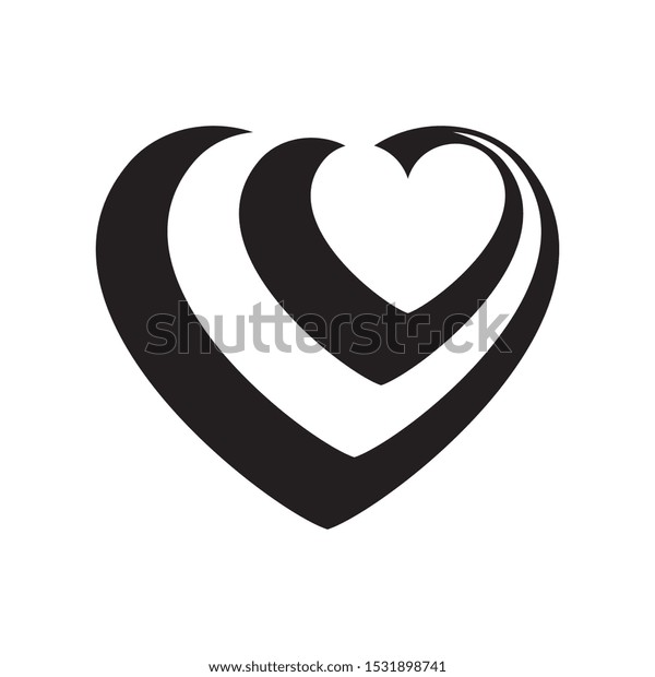 Black White Vector Heart Icon Isolated Stock Vector (Royalty Free