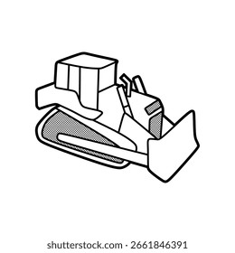black and white vector of heavy equipment bulldozer