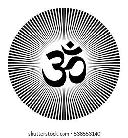 Black and white vector henna tatoo mandala. OM decorative symbol. Mehndi style.