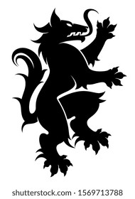 Black and white vector heraldic wolf. 