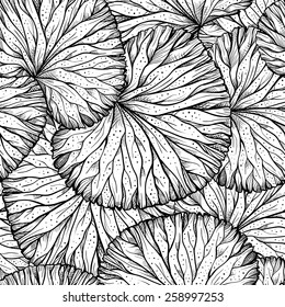 Black and white vector herbal seamless pattern