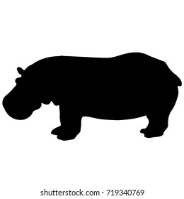 black and white vector hippo silhouette