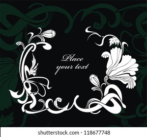Black and white vector holiday background with poppy flowers - ready to place your art or text