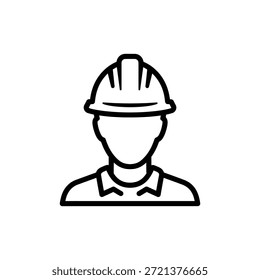 Icono de Vector blanco y negro del busto de la persona que lleva el trabajador de la construcción del sombrero duro