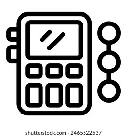 Black and white vector icon of a card payment machine with keypad and card slots