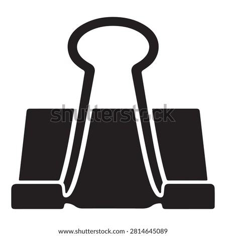 Black and white vector icon of a classic metal binder office supply with stationery document fastener organizer illustration
