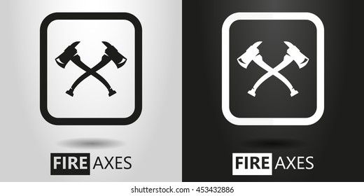black and white vector icon crossed fire axes