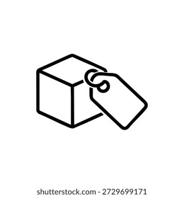 Icono de Vector en blanco y negro del paquete de activos digitales de tokenización de criptoactivos con etiqueta de Precio blockchain fintech concept