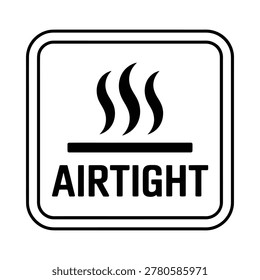 Black and white vector icon depicting an airtight seal symbol with steam lines and text
