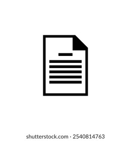 Black and white vector icon of a document with text lines.