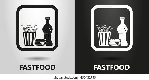 black and white  vector icon of fast food