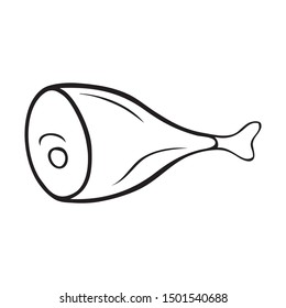 Black and white vector icon of leg of ham