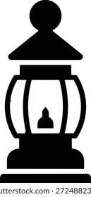Ícone de vetor preto e branco de uma lanterna antiquada ou luz de acampamento