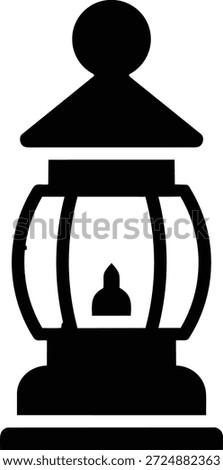 Black and white vector icon of an old-fashioned lantern or camping light