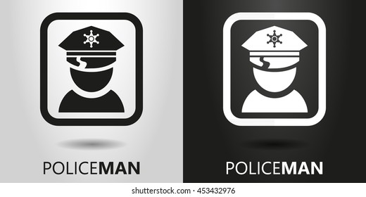 black and white  vector icon policeman