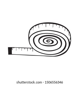 Black and white vector icon of a roll of measuring tape