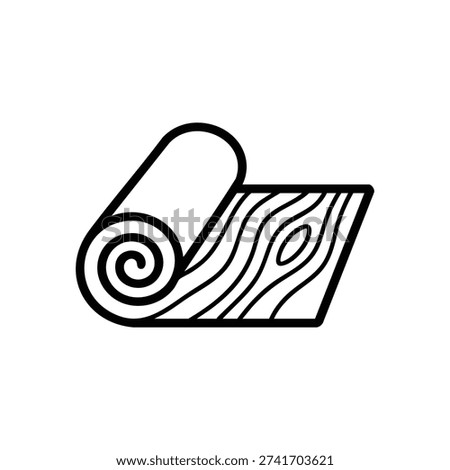 Black and white vector icon of rolled football field turf with grass texture lines