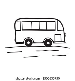 Black and white vector icon of school bus