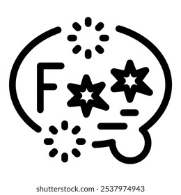 Black and white vector icon of a speech bubble with censored vulgar word expressing frustration