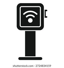 Icono de Vector en blanco y negro de un terminal wifi de la calle que muestra el ícono wifi, que indica la conectividad a Internet