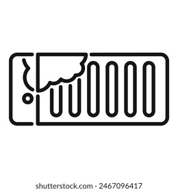 Black and white vector icon of a wallmounted air conditioner unit with cool air flow indication