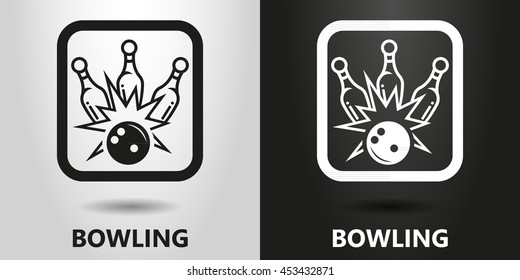 black and white  Vector icons for bowling
