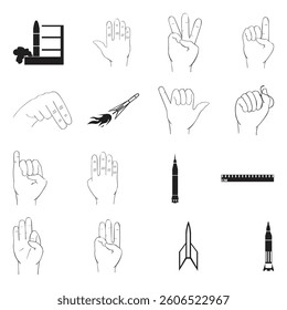 Black and White Vector Icons Collection, Various Themes Assorted Graphic Symbols, EPS Files, Black and White