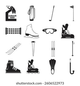 Black and White Vector Icons Collection, Various Themes Assorted Graphic Symbols, EPS Files, Black and White