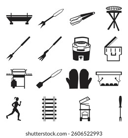Black and White Vector Icons Collection, Various Themes Assorted Graphic Symbols, EPS Files, Black and White