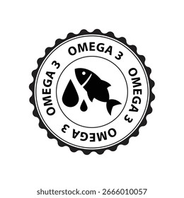 Schwarz-weiße Vektorsymbole von Fisch- und Öltropfen für die Verpackung