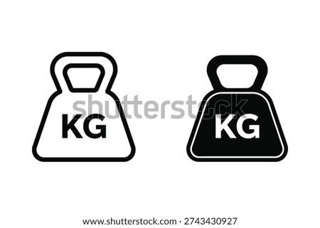 Black and white vector icons of KG weightlifting dumbbells, symbolizing fitness and strength.