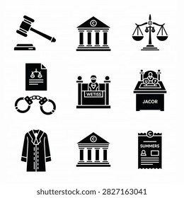 Black and white vector icons representing home decor and lifestyle symbols