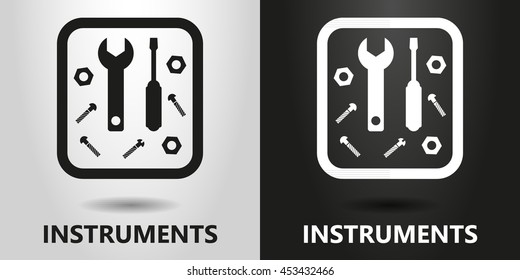 black and white vector icons screwdriver and wrench