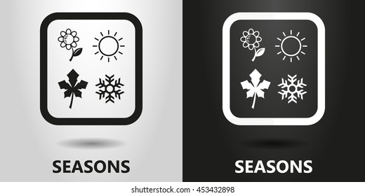 black and white  Vector icons of seasons