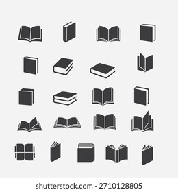 Black and white vector icons  set book