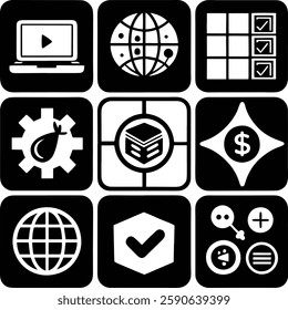 black and white vector icons for Web Wise Solutions
