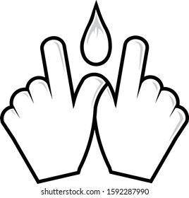 Black and white vector illustrated cartoon hands in the shape of a W with flame design logo easy to edit