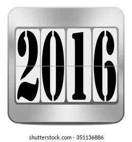 black and white vector illustration 2016 New Year