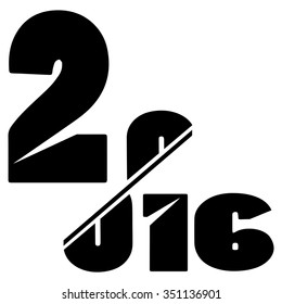 black and white vector illustration 2016 New Year