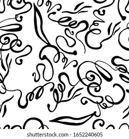 Black and white vector illustration. Abstract texture. Line art. Abstract background Creative design element. Pattern for print, fabric, packaging, wallpaper.