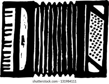 Black and white vector illustration of an accordion