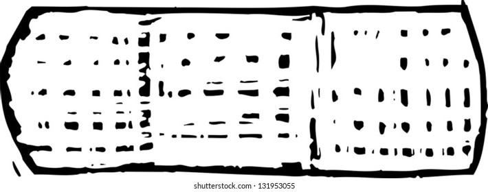 Black and white vector illustration of adhesive bandage