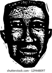 Black and white vector illustration of an African American man