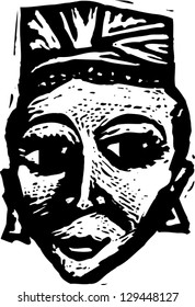 Black and white vector illustration of an African American woman