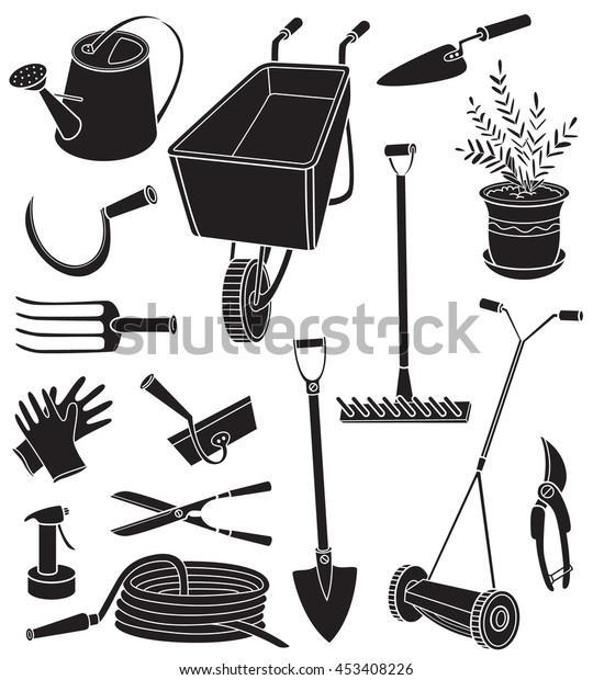 Black White Vector Illustration Agriculture Objects Stock Vector ...